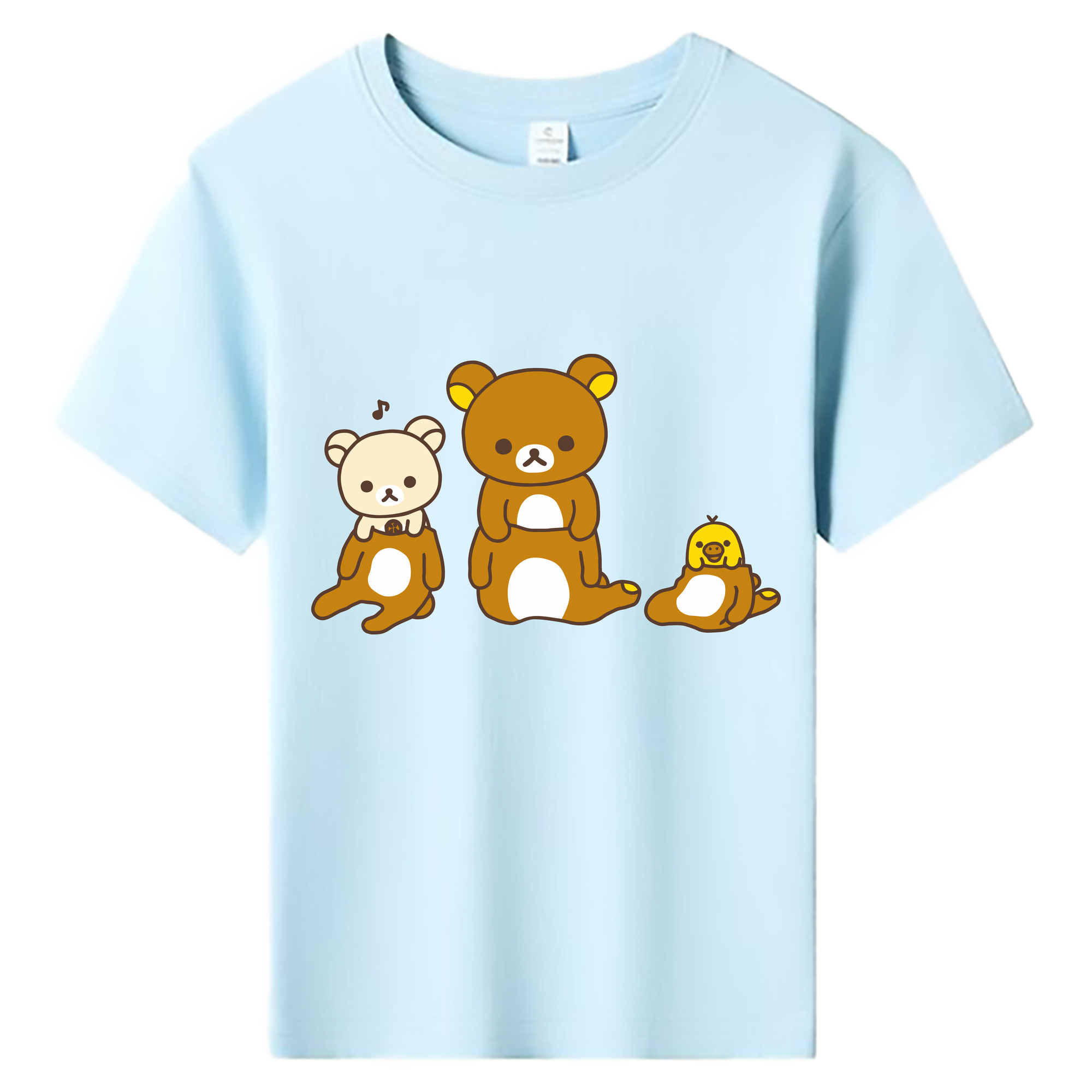 （画像用） リラックマ リラックマ キイロイトリ Rilakkuma Korilakkuma Kiiroitori 綿100％キッズTシャツ（フロントプリント）